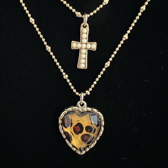 Betsey Johnson leopard heart and cross nec… - Picture 10 of 11
